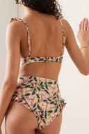 Set bikini floral cu volănașe mici