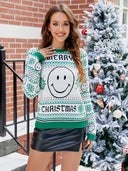 Casual halloween smiley ansigt strikket sweater