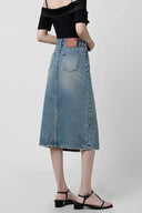 Jupe en jean fendue taille haute