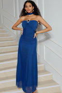 Elegant Safety Pin Embellished Slim Fit Evening Midi Dress