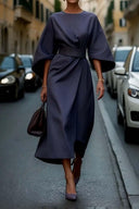 Vestido de cintura elegante de color sólido