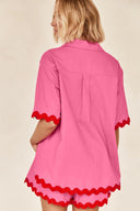 Set Cardigan Semplice con Cuciture Ondulate