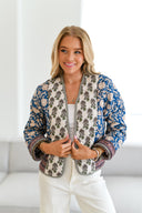 Veste matelassée patchwork Karris - Bleu marine multicolore