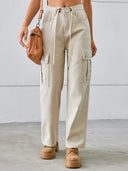 Pantalones cargo de mezclilla lavada con cordón ajustable