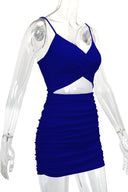 Bodycon mini-jurk met kruisbandjes en uitsnijdingen