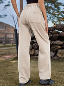 Pantaloni Cargo in Denim a Vita Elastica e Vestibilità Rilassata