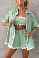 Set Cardigan Semplice con Cuciture Ondulate