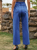 Trendy Split-Hem Washed Denim Pants
