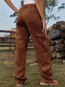 Pantaloni Cargo in Denim con Vita Elastica Vintage