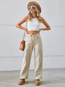 Pantalones cargo de mezclilla lavada con cordón ajustable