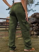 Pantaloni Cargo in Denim con Vita Elastica Vintage