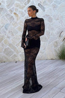 Rochie maxi vis de dantelă de miezul nopții