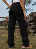 Pantaloni Cargo in Denim con Vita Elastica Vintage