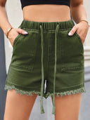 High-Waist-Jeansshorts mit Kordelzug