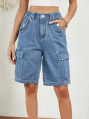 Pantaloni scurți utilitari din denim spălat