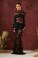 Rochie maxi vis de dantelă de miezul nopții