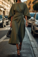 Vestido de cintura elegante de color sólido