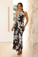 Robe Maxi Laken - Floral Noir/Blanc