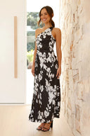 Robe Maxi Laken - Floral Noir/Blanc