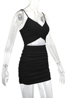 Bodycon mini-jurk met kruisbandjes en uitsnijdingen