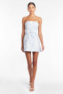 Rochie mini Indie albastru deschis cu imprimeu