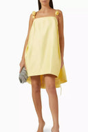 Yellow 3D Floral Loose Fit Short Dress