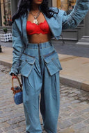 Vintage vidde-ben denim to-delt