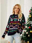 Rundhalsausschnitt Paillettenpullover – Schneemann & Weihnachtsbaum