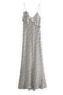 Robe maxi à bretelles volantées en guipure à imprimé pois fantaisie