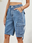 Pantaloncini cargo in denim lavato