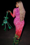 African Bubble Print Sheer Maxi Dress