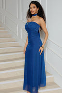 Elegant Safety Pin Embellished Slim Fit Evening Midi Dress