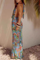 Verdant Shadows – Floral Resort Maxi Dress