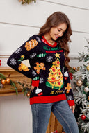 Casual crewneck broderet juletræ sweater