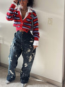 Jeans con effetto splash art