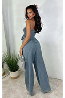 Stijlvolle denim tweedelige set