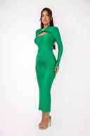 Langærmet Slank Bodycon Fest Midi Kjole
