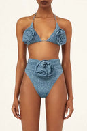 Sexy bikiny s 3D květinami a halterem