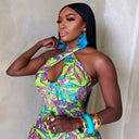 Mono halter con estampado tropical Dopamine