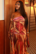Beach Print Flowy Maxi Dress