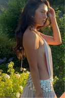 Vestido largo brillante sexy con cuello halter, hueco y lentejuelas