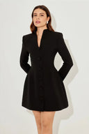 Robe mini blazer urbaine chic à col en V
