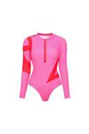 Colorblock Langarm Surf-Badeanzug Set