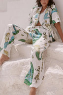 Tweedelig setje met shirt met korte mouwen en wijde broek met zeemeerminnenprint