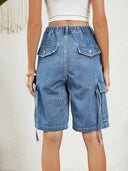 Pantaloni scurți utilitari din denim spălat