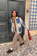 Blaue Ecru Bandana Steppjacke