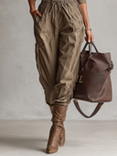 Dame casual jumpsuit med skjortekrave, knapper og snøre