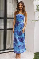 Abito Maxi Miya - Fantasia Floreale Blu