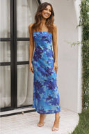 Abito Maxi Miya - Fantasia Floreale Blu