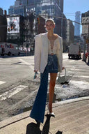 Jeans-Minirock mit 3D-Rosen